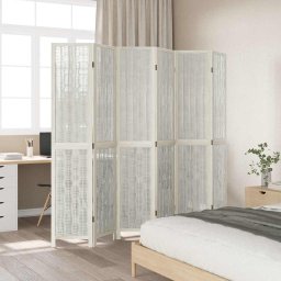 vidaXL Kamerscherm met 6 panelen massief paulowniahout wit