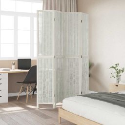 vidaXL Kamerscherm met 4 panelen massief paulowniahout wit