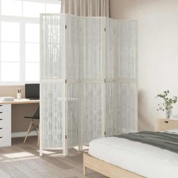 vidaXL Kamerscherm met 5 panelen massief paulowniahout wit