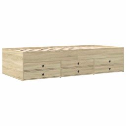 vidaXL Slaapbank met lades zonder matras 100x200cm sonoma eikenkleurig