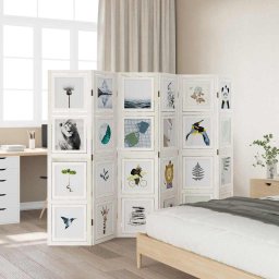 vidaXL Kamerscherm met 6 panelen massief paulowniahout wit