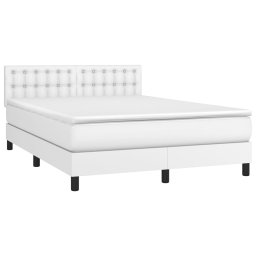 vidaXL Boxspring met matras kunstleer wit 140x190 cm