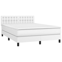 vidaXL Boxspring met matras en LED kunstleer zwart 140x190 cm