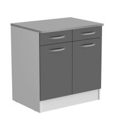 Lage keukenkast ECOTIC 2 deuren 2 lades hoogglans grijs