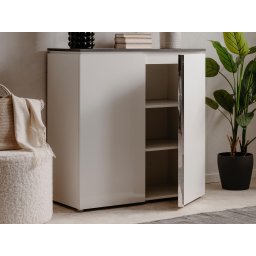 Commode BRETON 2 deuren hoogglans wit/matera