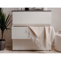 Commode BRETON 3 lades hoogglans wit/matera
