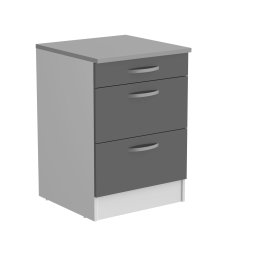 Lage keukenkast ECOTIC 3 lades hoogglans grijs