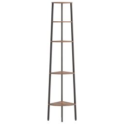 vidaXL Hoekkastje met 5 schappen 45,5x31,5x180 cm donkerbruin en zwart