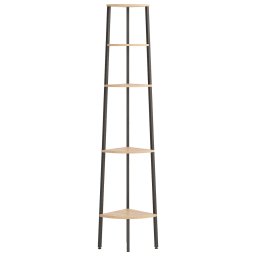 vidaXL Hoekkastje met 5 schappen 45,5x31,5x180 cm lichtbruin en zwart