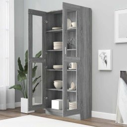 vidaXL Vitrinekast 82,5x30,5x185 cm bewerkt hout grijs sonoma eiken