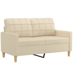 vidaXL 2-delige Loungeset met kussens stof crèmekleurig