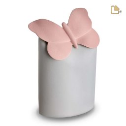 Grote LoveUrns Cilinderurn, met Roze Vlinder (4.6 liter)