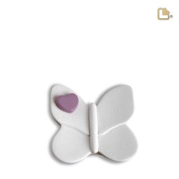 LoveUrns Mini Urn Vlinder met Paars Hartje (0.1 liter)