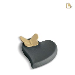 LoveUrns Mini Hart Urn met Geel Vlindertje (0.1 liter)