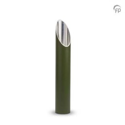 Mediumgrote Slanke Design Urn, Olijfgroen - Zilver (3 liter)