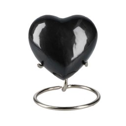 Elegance Hart Urn Gemarmerd Zwart, inclusief Standaard (0.1 liter)
