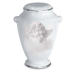 Grote Porseleinen Amfoor Urn Cherubijn (3.4 liter)