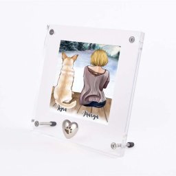 Plexiglas Fotolijst met Zilver Tinnen Ashartje Pootafdrukje (0.005 liter)