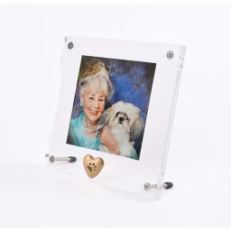 Plexiglas Fotolijst met Matgouden Tinnen Ashartje Pootafdrukje (0.005 liter)