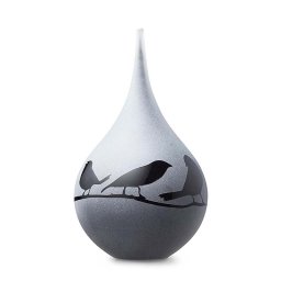 Medium Traan Urn Vogels Frosted Zwart Opaque (0.28 liter)