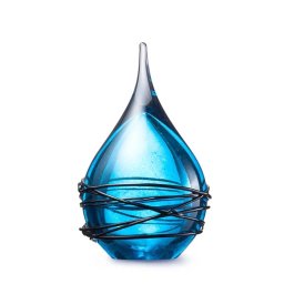 Kristalglazen 3D Mini Traan Urn Lichtblauw Swirl (0.05 liter)