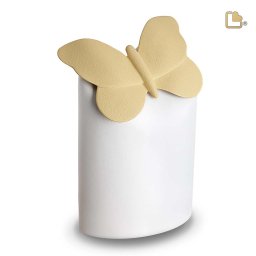 Grote LoveUrns Cilinderurn, met Gele Vlinder (4.6 liter)