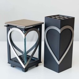 Luxe Zwarte Design Grafset, Matzilver Harten