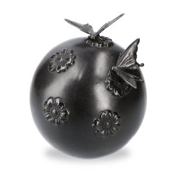 Grote Bronzen Bol Dierenurn 2 Vlinders op Bloemen (3 liter)