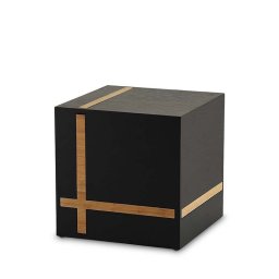 Grote Ebbenhouten Kubus Dierenurn - Licht Bamboe Stroken (4 liter)