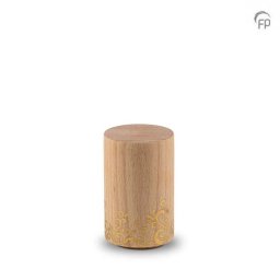 Beukenhouten Mini Dieren Urn Cilinder, Gouden Accent (0.1 liter)
