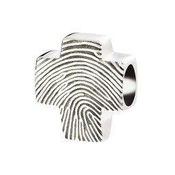 Kruisvormig Vingerafdruk Bedel of Hanger Zilver