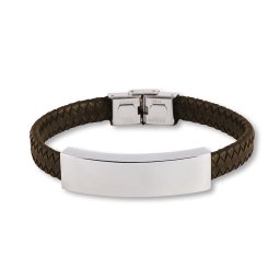 Donkerbruine Leren Aurora Armband met RVS Asruimte