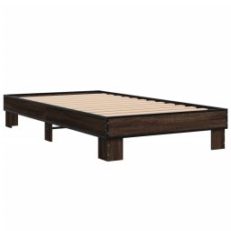 vidaXL Bedframe bewerkt hout en metaal bruin eikenkleurig 100x200 cm