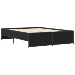 vidaXL Bedframe bewerkt hout metaal zwart 140x200 cm