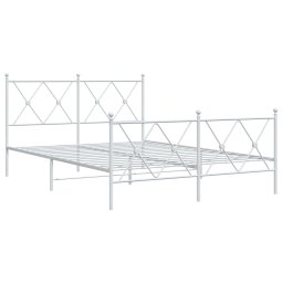 vidaXL Bedframe met hoofd- en voeteneinde metaal wit 137x190 cm