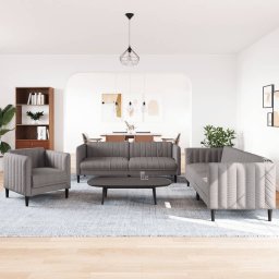 vidaXL 3-delige Loungeset stof taupe
