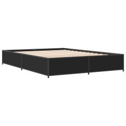 vidaXL Bedframe bewerkt hout metaal zwart 135x190 cm