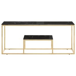 vidaXL Salontafel roestvrijstaal en gehard glas goudkleurig