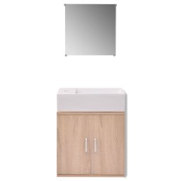 vidaXL Badkamermeubelset met wasbak beige 3-dlg