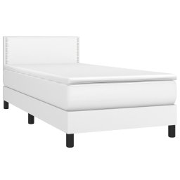 vidaXL Boxspring met matras kunstleer wit 100x200 cm