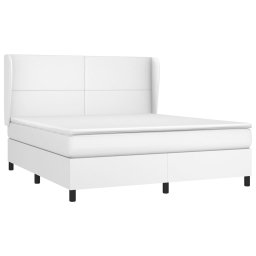 vidaXL Boxspring met matras kunstleer wit 180x200 cm