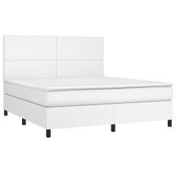 vidaXL Boxspring met matras kunstleer wit 180x200 cm