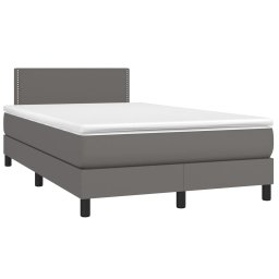 vidaXL Boxspring met matras en LED kunstleer grijs 120x200 cm