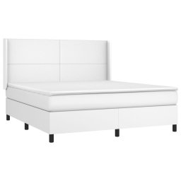 vidaXL Boxspring met matras kunstleer wit 180x200 cm