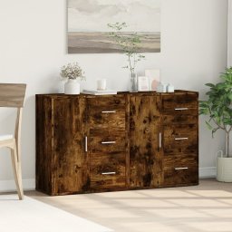 vidaXL Dressoirs 2 st 60x31x70 cm bewerkt hout gerookt eikenkleurig