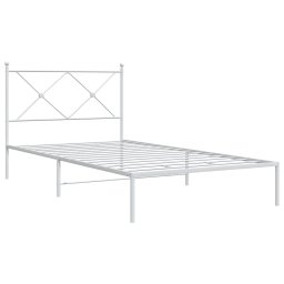 vidaXL Bedframe met hoofdbord metaal wit 107x203 cm