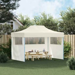 vidaXL Partytent met 3 zijwanden inklapbaar 3x4 m staal crème