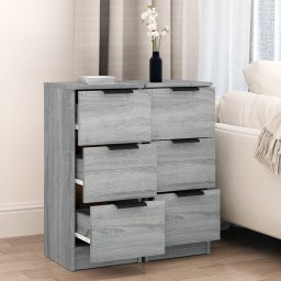 vidaXL Dressoirs 2 st 30x30x70 cm bewerkt hout grijs sonoma eikenkleur