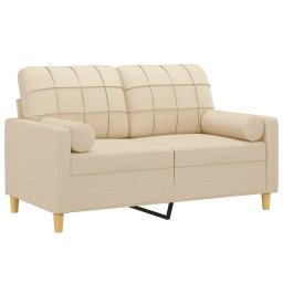 vidaXL Tweezitsbank met sierkussens 120 cm stof crèmekleurig
