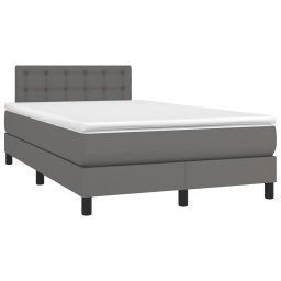 vidaXL Boxspring met matras kunstleer grijs 120x200 cm
